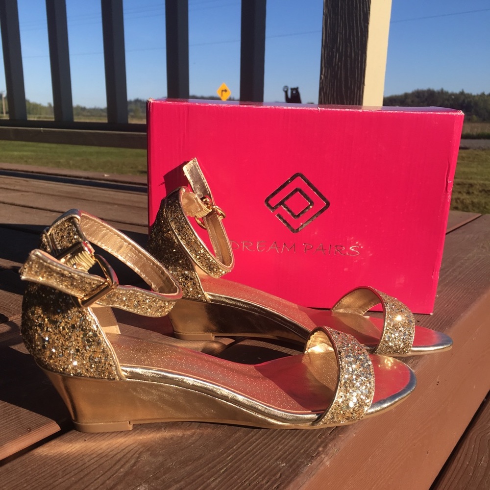 Dream Pairs Style Ingrid, Gold Glitter, sz 7 shoes